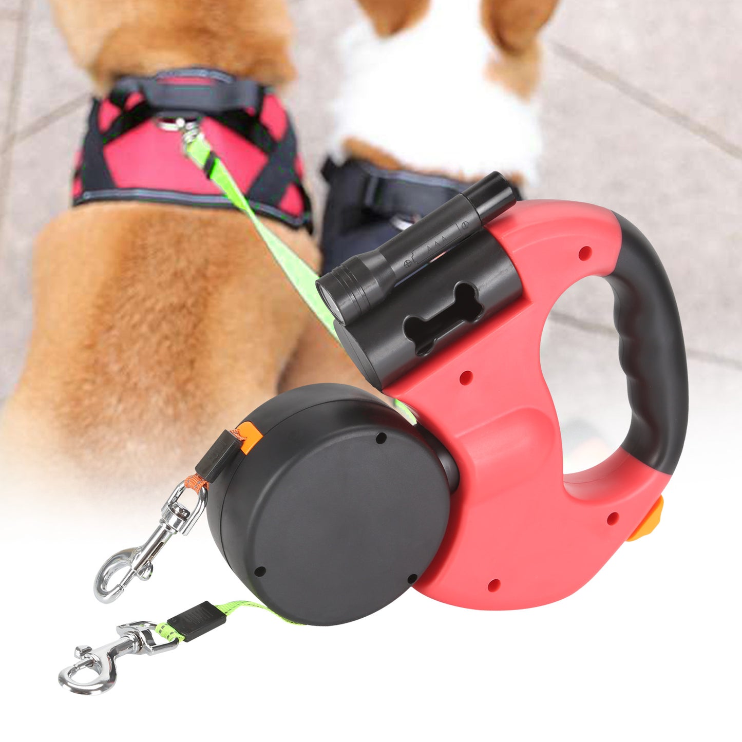 Electra Dual Retractable Pet Leash with Light