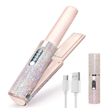 Electra Portable Hair Straightener With Rhinestones