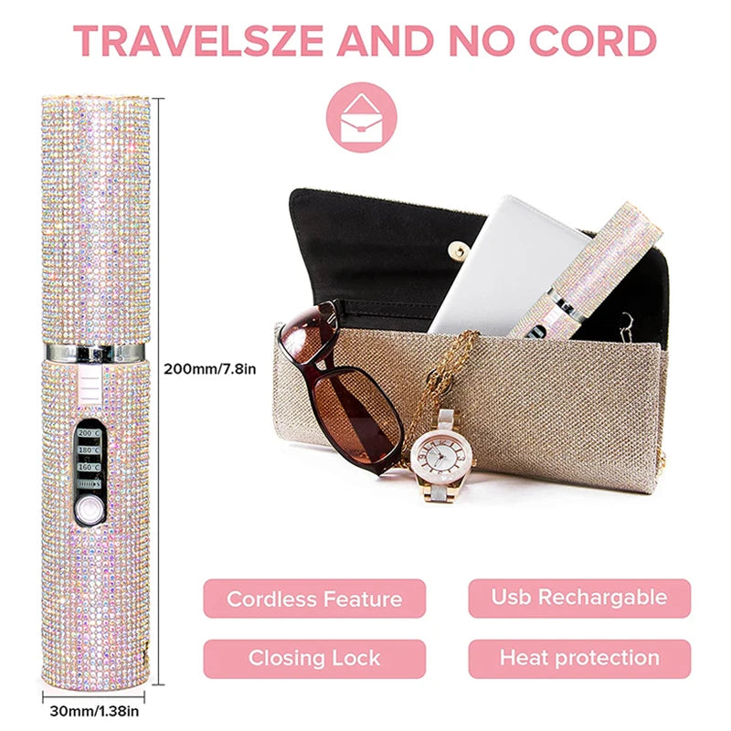 Electra Portable Hair Straightener With Rhinestones